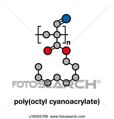 Stock Photo - Poly-octyl cyanoacrylate polymer chemical structure. Fotosearch