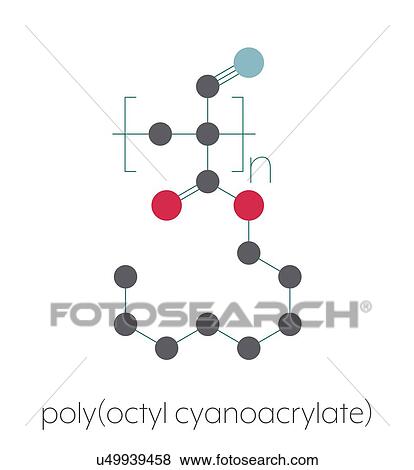 Stock Photo - Poly-octyl cyanoacrylate polymer chemical structure. Fotosearch
