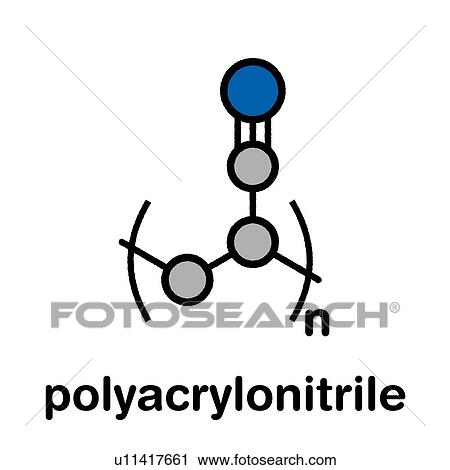 Stock Image - Polyacrylonitrile polymer chemical structure, illustration. Fotosearch