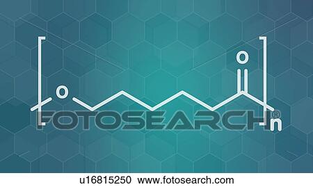 Stock Image - Polycaprolactone polymer chemical structure, illustration. Fotosearch