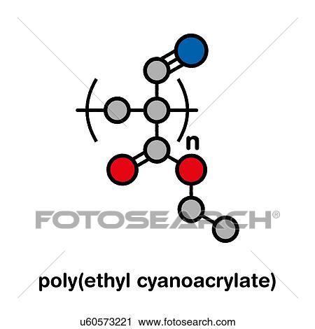 Stock Image - Polyethyl cyanoacrylate polymer chemical structure. Fotosearch