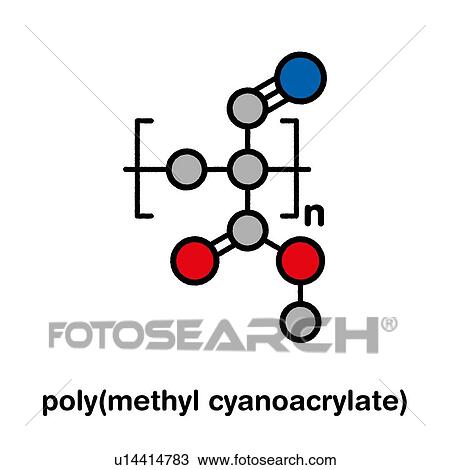 Stock Image - Polymethyl cyanoacrylate polymer chemical structure. Fotosearch
