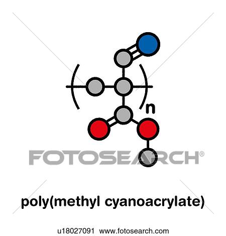 Stock Image - Polymethyl cyanoacrylate polymer chemical structure. Fotosearch