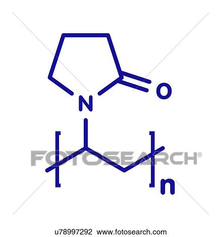 Stock Image - Polyvinylpyrrolidone polymer chemical structure. Fotosearch