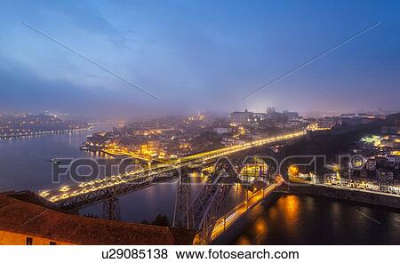 Stock Photo - Ponte Dom Lus I spanning Douro River, Porto, Portugal. Fotosearch