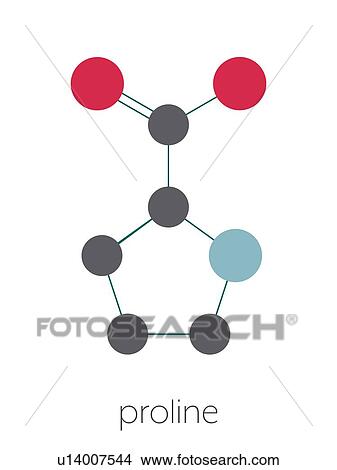 Picture - Proline amino acid molecule, illustration. Fotosearch