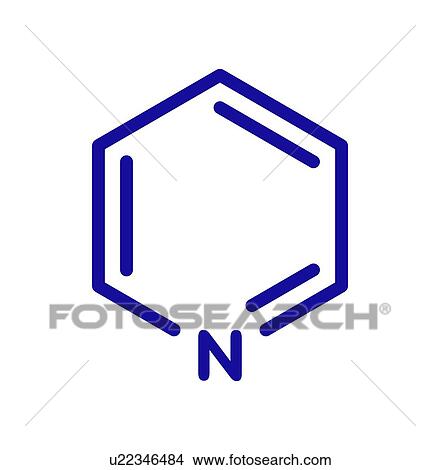Picture - Pyridine chemical solvent and reagent molecule. Fotosearch