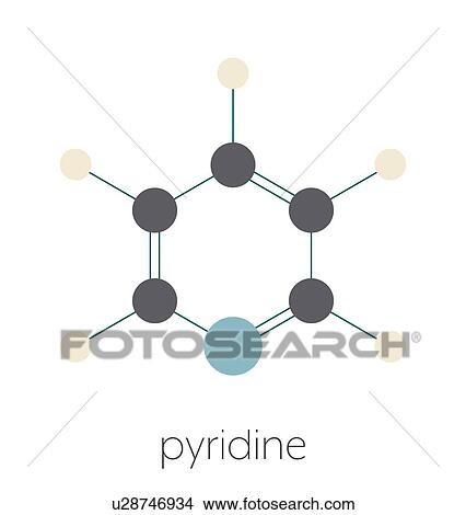 Picture - Pyridine chemical solvent and reagent molecule. Fotosearch