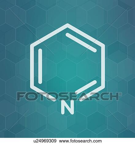 Stock Photo - Pyridine chemical solvent and reagent molecule. Fotosearch