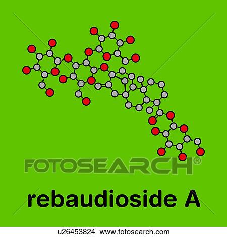 Picture - Rebaudioside A molecule, illustration. Fotosearch