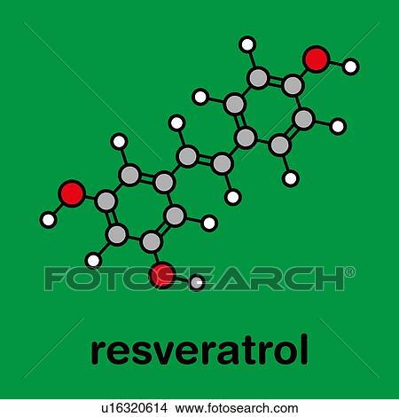 Picture - Resveratrol molecule. Fotosearch