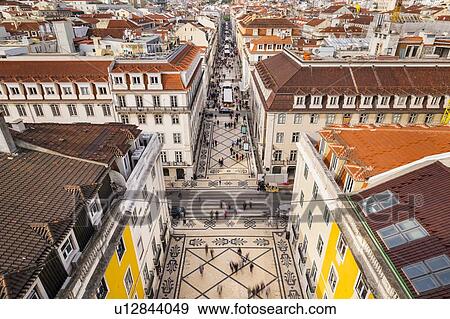 Rua Augusta, Lisbon, Portugal View Large Photo Image Stock Photo - Rua Augusta, Lisbon, Portugal. Fotosearch