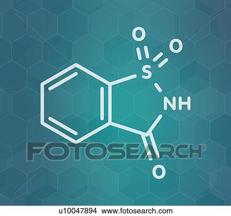 Picture - Saccharin artificial sweetener molecule, illustration. Fotosearch