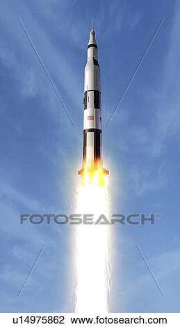 Saturn 5 rocket during launch, illustration View Large Photo Image Stock Image - Saturn 5 rocket during launch, illustration. Fotosearch