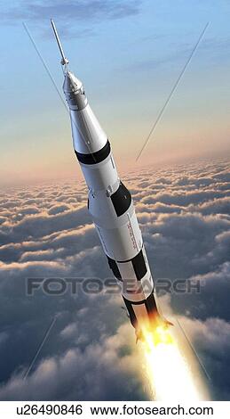 Saturn 5 rocket during launch, illustration View Large Photo Image Stock Photograph - Saturn 5 rocket during launch, illustration. Fotosearch