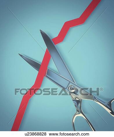 Scissors cutting a rising line graph, illustration View Large Photo Image Stock Photo - Scissors cutting a rising line graph, illustration. Fotosearch