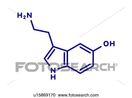 Stock Image - Serotonin neurotransmitter molecule, illustration. Fotosearch