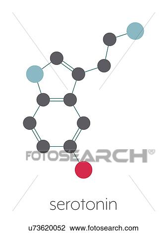 Stock Image - Serotonin neurotransmitter molecule, illustration. Fotosearch