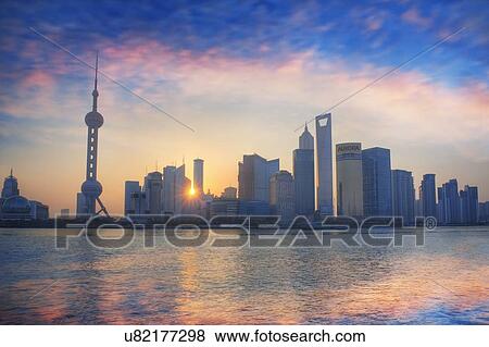 Stock Photo - Shanghai, China, at dawn. Fotosearch