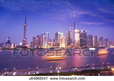 Shanghai, China, at dusk View Large Photo Image Stock Photo - Shanghai, China, at dusk. Fotosearch