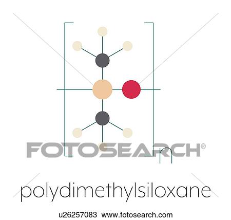 Stock Image - Silicone oil chemical structure, illustration. Fotosearch