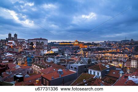 Stock Photograph - Skyline with Porto Cathedral, Porto, Portugal. Fotosearch