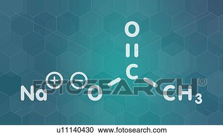 Stock Image - Sodium acetate chemical structure, illustration. Fotosearch