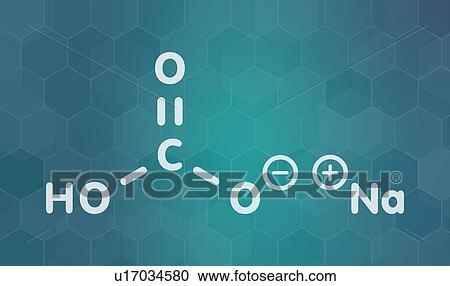 Stock Image - Sodium bicarbonate chemical structure, illustration. Fotosearch