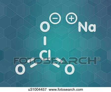 Stock Photo - Sodium chlorate salt chemical structure. Fotosearch