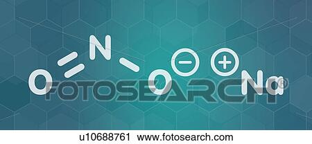 Stock Image - Sodium nitrite chemical structure, illustration. Fotosearch