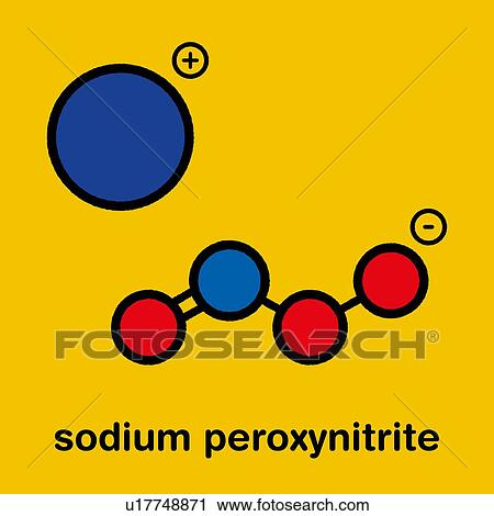 Stock Image - Sodium peroxynitrite chemical structure, illustration. Fotosearch