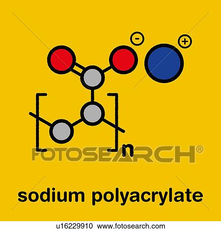 Stock Image - Sodium polyacrylate polymer chemical structure, illustration. Fotosearch