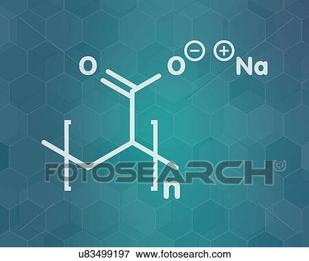 Stock Photo - Sodium polyacrylate polymer chemical structure, illustration. Fotosearch