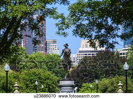 Stock Image - Statue of George Washington in Boston Public Garden, Boston, USA. Fotosearch