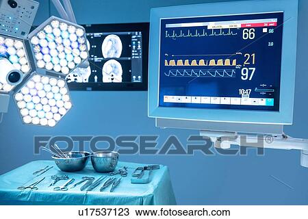 Stock Image - Surgical equipment and monitors. Fotosearch