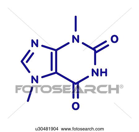 Picture - Theobromine chocolate alkaloid molecule, illustration. Fotosearch