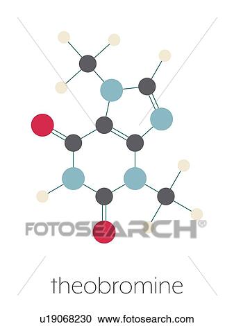 Stock Image - Theobromine chocolate alkaloid molecule, illustration. Fotosearch