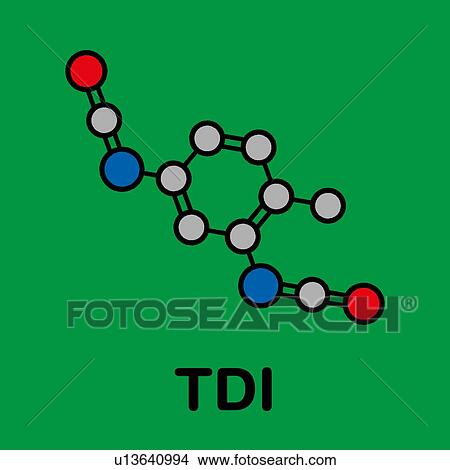 Picture - Toluene diisocyanate molecule, illustration. Fotosearch