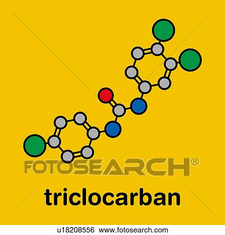 Stock Photograph - Triclocarban antibacterial agent molecule, illustration. Fotosearch