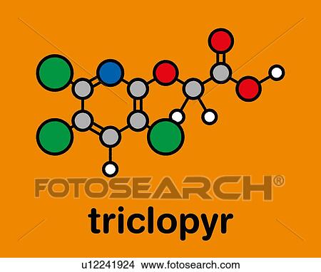 Picture - Triclopyr herbicide molecule, illustration. Fotosearch