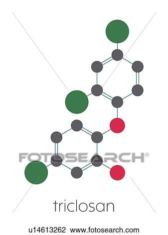 Stock Image - Triclosan antimicrobial molecule, illustration. Fotosearch