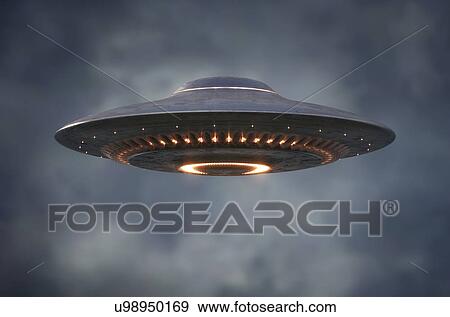 Stock Photo - Unidentified flying object, composite image. Fotosearch