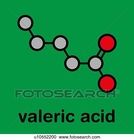 Stock Image - Valeric acid molecule, illustration. Fotosearch