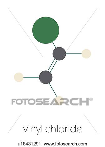 Stock Image - Vinyl chloride molecule, illustration. Fotosearch