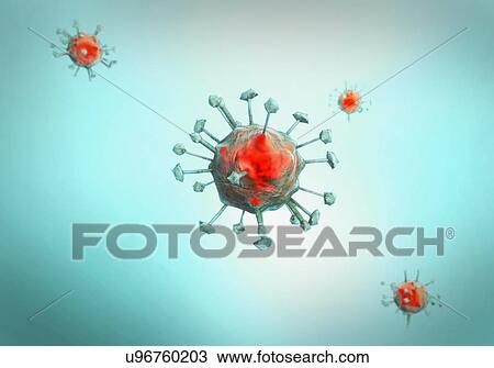 Stock Image - Virus particles, illustration. Fotosearch