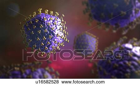Stock Photo - Virus particles, illustration. Fotosearch