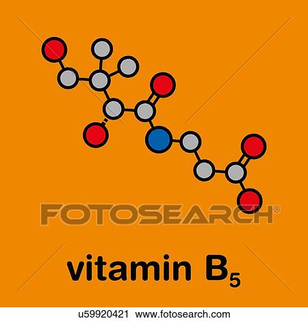 Stock Image - Vitamin B5 molecule, illustration. Fotosearch