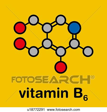 Stock Image - Vitamin B6 molecule, illustration. Fotosearch