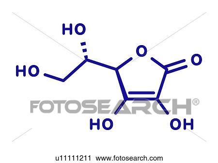 Stock Image - Vitamin C molecule, illustration. Fotosearch