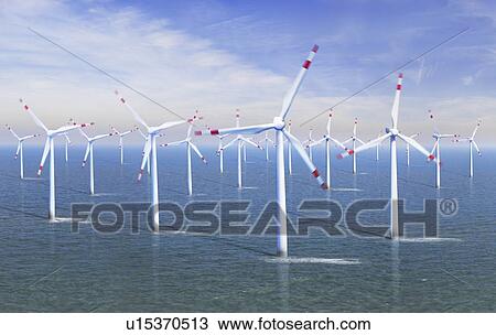 Wind farm at sea View Large Photo Image Stock Image - Wind farm at sea. Fotosearch